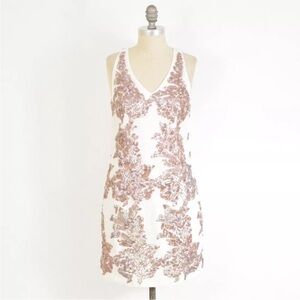 J. CREW White Linen Iridescent Sequin Sleeveless Shift Dress NWOT 6